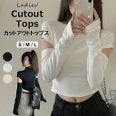 セクシーなムード漂うアームカット ♪レディース 春物 カットデザイン 半袖 長袖 Tシャツ カットソー ハイネック カットアウトトップス おしゃれ きれいめ か...