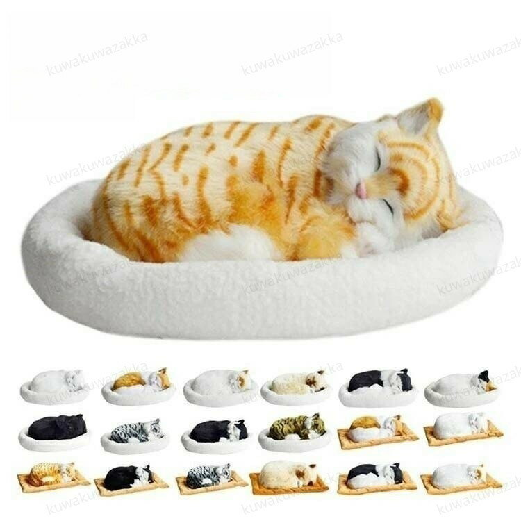 呼吸して眠るリアルな猫のぬいぐるみ ねこ ぬいぐるみ リアル 本物 そっくり ペット すやすや眠る お腹..