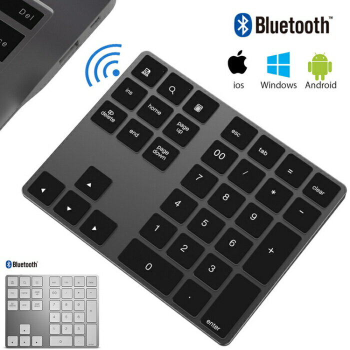 ワイヤレステンキー テンキー アル ウェッジデザイン キーパッド ワイヤレス Bluetooth ブルートゥース 充電式 アップル アンドロイド ios Windows Android PC Tablet iPad iMac / MacBook コンパクト 無線キーパッド 110mah 軽量 シンプル 薄型 携帯式 携帯便利 外出 図書館