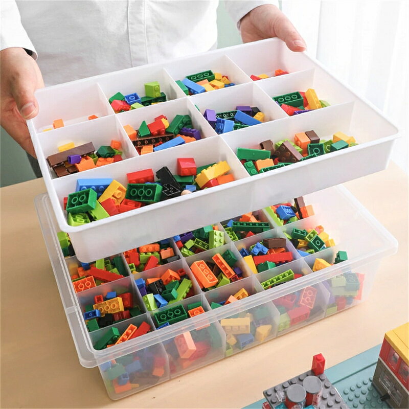 おもちゃ大型レゴ収納ボックス 部品分類 収納ボックス 分類コンパートメント 整理ボックス ブロック収納 収納ケース おしゃれ おもちゃ箱 37*26*10cm [2]