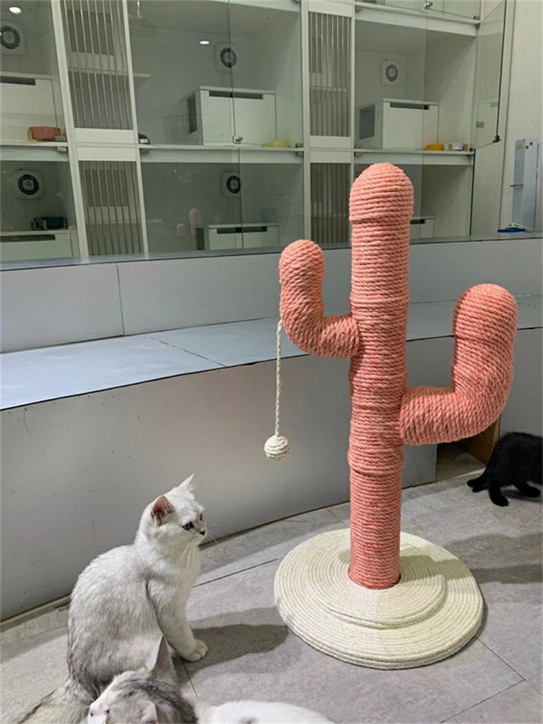 猫タワー 猫用 爪とぎサボテン型 ネコポール 麻縄 手巻き 可愛い つめとぎ 猫の木 多頭飼い 組立簡単 子猫から大型猫