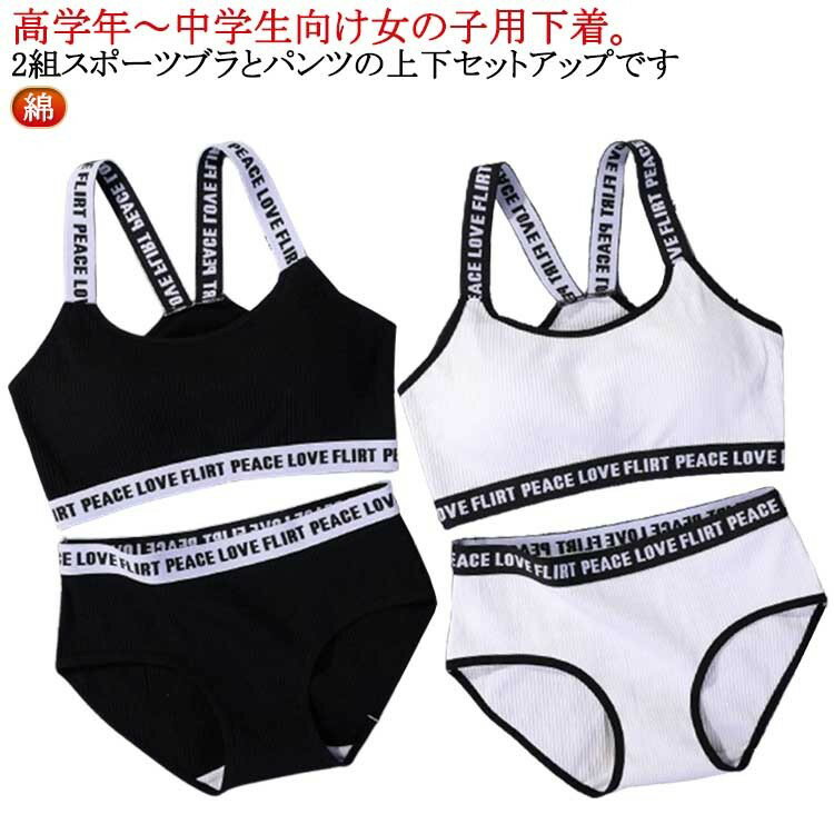 セット ブラジャー ジュニア 子供用 ジュニアブラ ショーツ セットアップ 英字ロゴ 女の子 インナー 下..