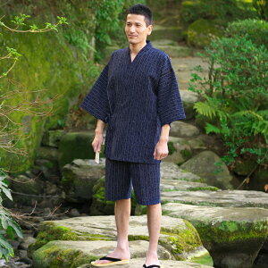 久留米ちぢみ織綿麻甚平 織から縫製まで一貫したものづくり 日本製 ギフト プレゼントにも
