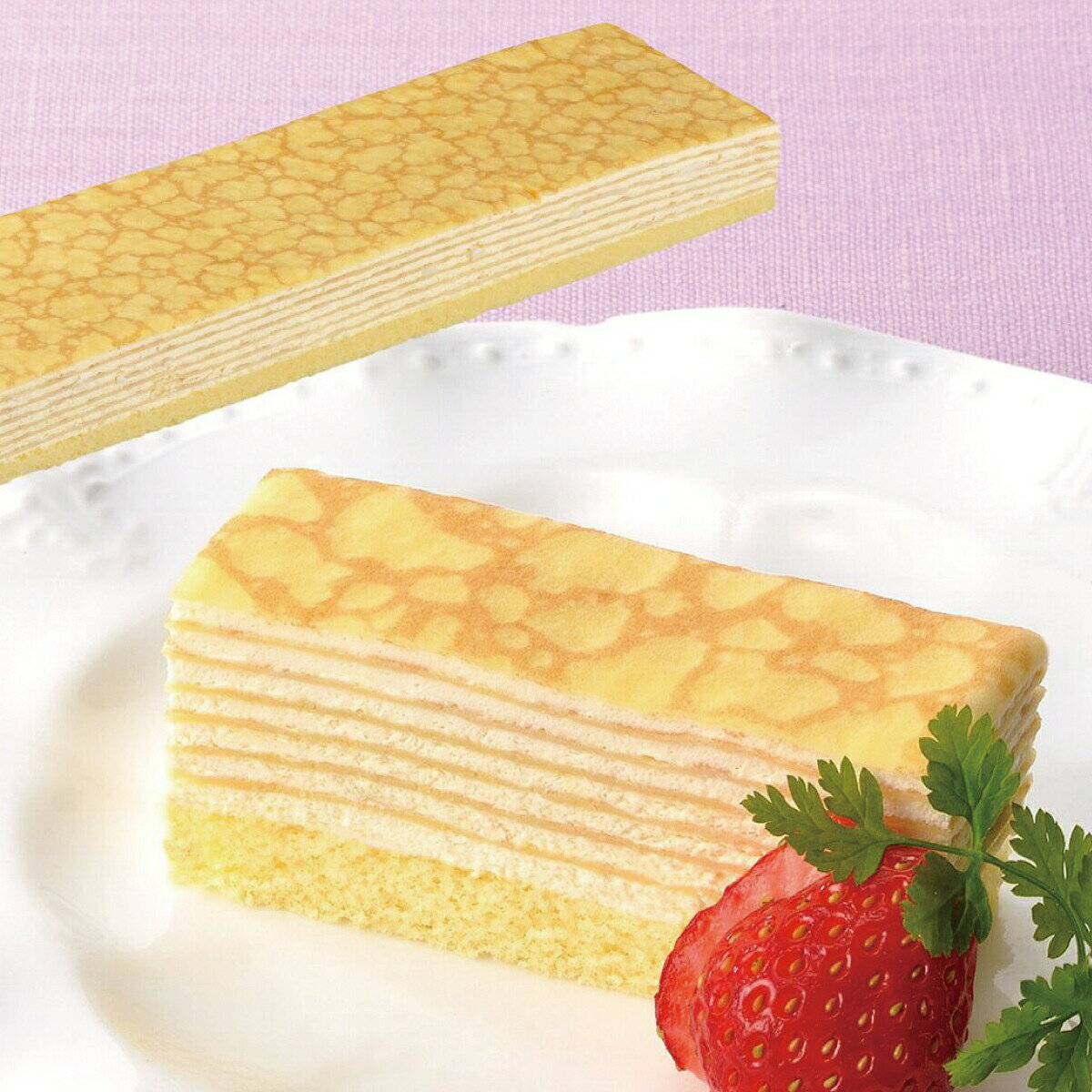 業務用食品 makeit STOREのフリーカットケーキミルクレープ 480g 冷凍 クレープ ケーキ クリーム 冷凍ケーキ 簡単 便利 春夏ケーキ フリーカット｜アングル3