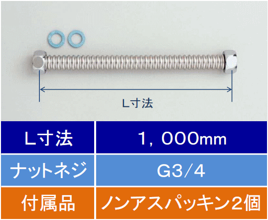 Rakuten - 【KVK公式】【V50N20-1000】SUS304水道用フレキシブル管 20(G3/4)1000mm
