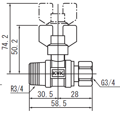 【K244-20】耐熱ボールバルブR3/4おねじ×G3/4ナット