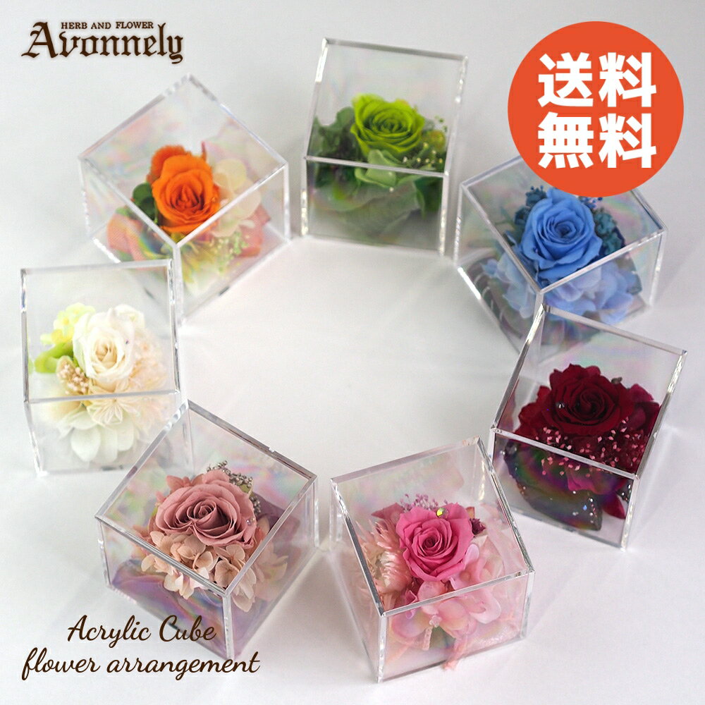送料無料 プリザーブドフラワー ミニ サイズ 【 薔薇 ギフト ボックス｜アヴォンリー 】( 花言葉 愛 美 ) バラ ブリザードフラワー 誕生日 ギフト おしゃれ かわいい 人気 アクリル ケース お花 妻 彼女