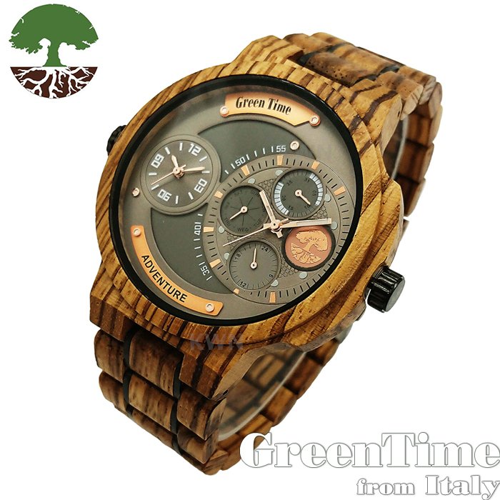 GreenTime 【アドベンチャー ZW098B】 腕時計 ゼブラウッド 木製 アナログ 【正規輸入品】