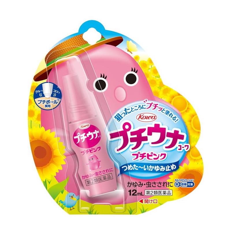プチウナコーワ 12mL 狙ったところにプチッと塗れる、携帯に便利なつめた～いかゆみ止めです。 商品特徴プチボール採用で、虫さされの気になる部分にすばやく塗布できます。アウトドアやレジャーのお供に便利なプチサイズです。 効能・効果かゆみ、虫さされ 用法・用量1日数回、適量を患部に塗布してください。 成分 1mL中ジフェンヒドラミン塩酸塩20mg、リドカイン5.0mg、l-メントール30.0mg、dl-カンフル20.0mg 内容量12mL メーカー興和株式会社 使用上の注意 創傷面、目や目の周囲、粘膜等には使用しないでください。小児に使用させる場合には、保護者の指導監督のもとに使用させてください。使用後、発疹・発赤、かゆみ、はれ等があらわれた場合や、5～6日間使用しても症状がよくならない場合は使用を中止し、医師、薬剤師又は登録販売者に相談してください。 広告文責：株式会社カワラヤ