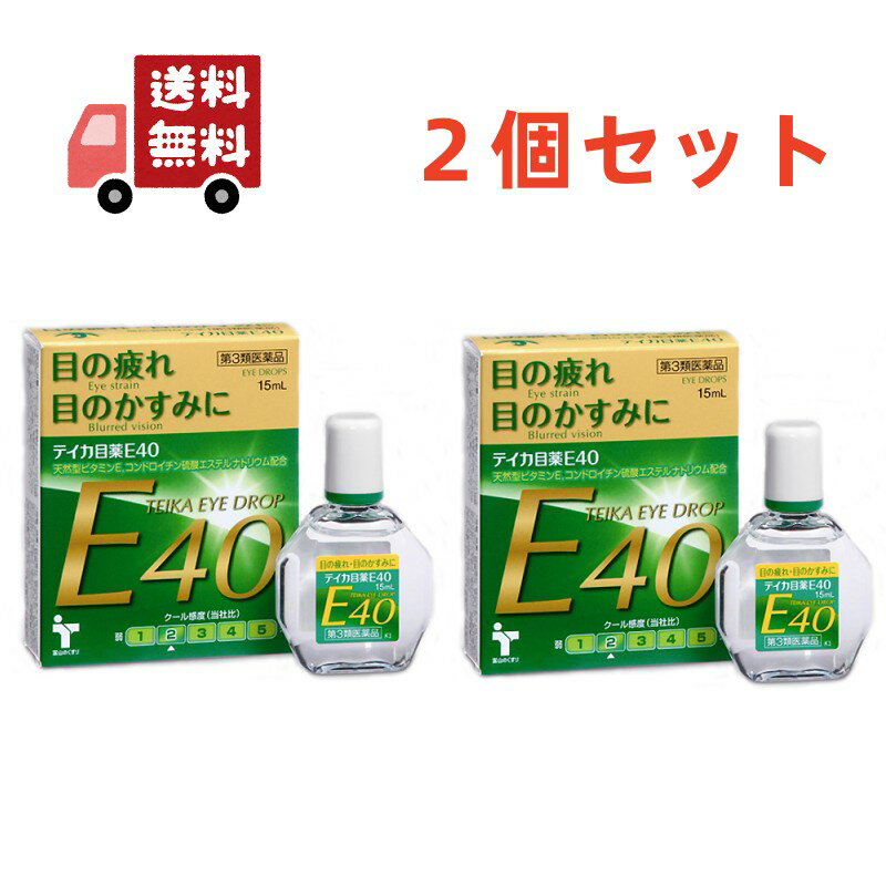 【お買い物マラソン限定★ポイント最大P46倍】送料無料 2個セット【第3類医薬品】 大昭製薬 テイカ目薬E40 15ml ビタミンE配合 目薬 疲れ目 目の疲れ 目のかすみ 天然型 ビタミンE ジフェンヒドラミン塩酸塩配合 目の調節機能 新陳代謝 【代引不可】