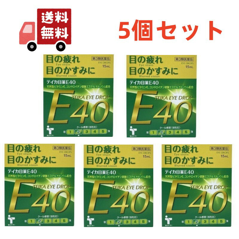 【お買い物マラソン限定★ポイント最大P46倍】送料無料 5個セット【第3類医薬品】 大昭製薬 テイカ目薬E40 15ml ビタミンE配合 目薬 疲れ目 目の疲れ 目のかすみ 天然型 ビタミンE ジフェンヒドラミン塩酸塩配合 目の調節機能 新陳代謝 【代引不可】