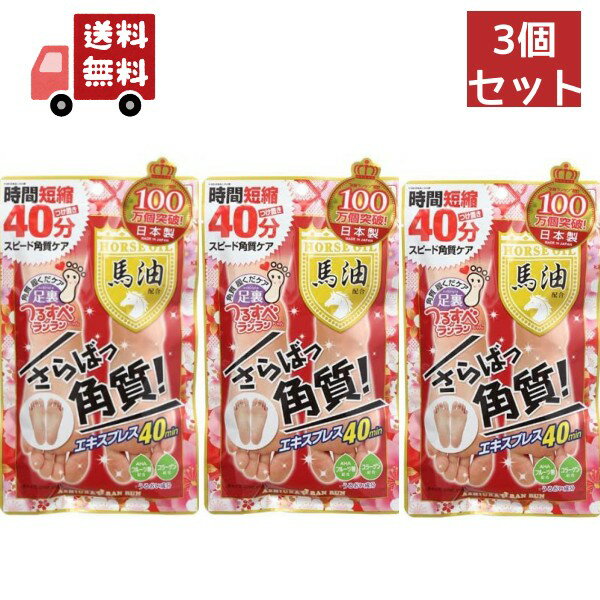 送料無料 3個セット 足裏ランラン　さらばっ角質エキスプレス　馬油配合　1回分30ml×2枚入【4540474777900】 【代引不可】