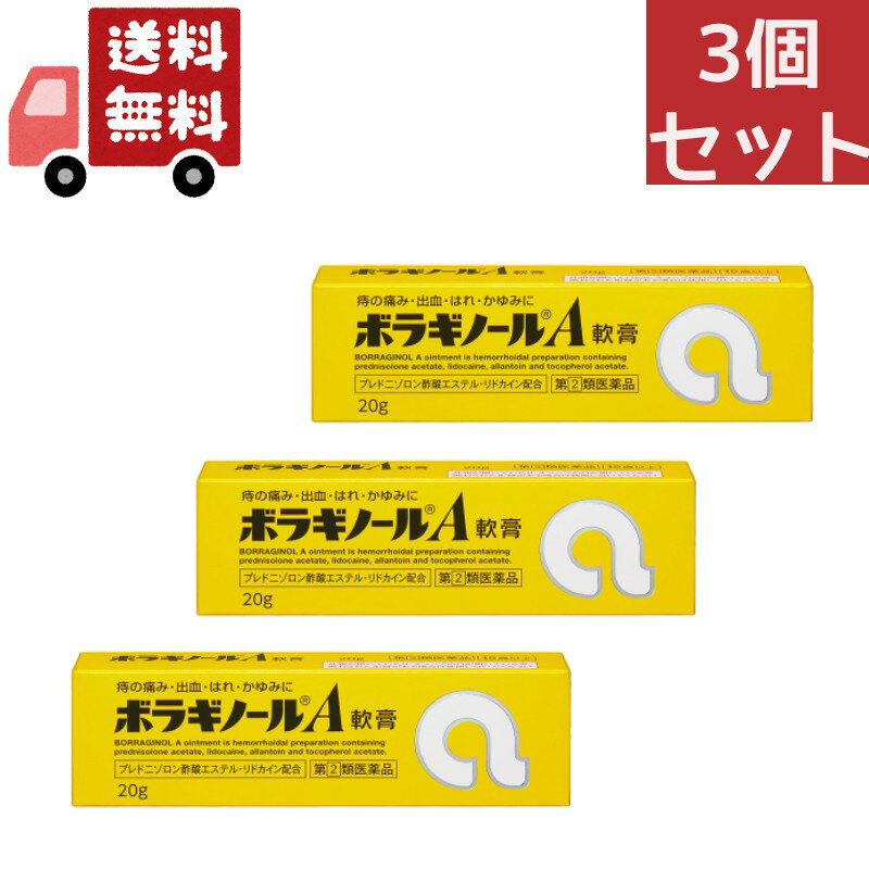 送料無料 3個セット 【第(2)類医薬品】ボラギノールA軟膏 20g【天藤製薬】【代引不可】