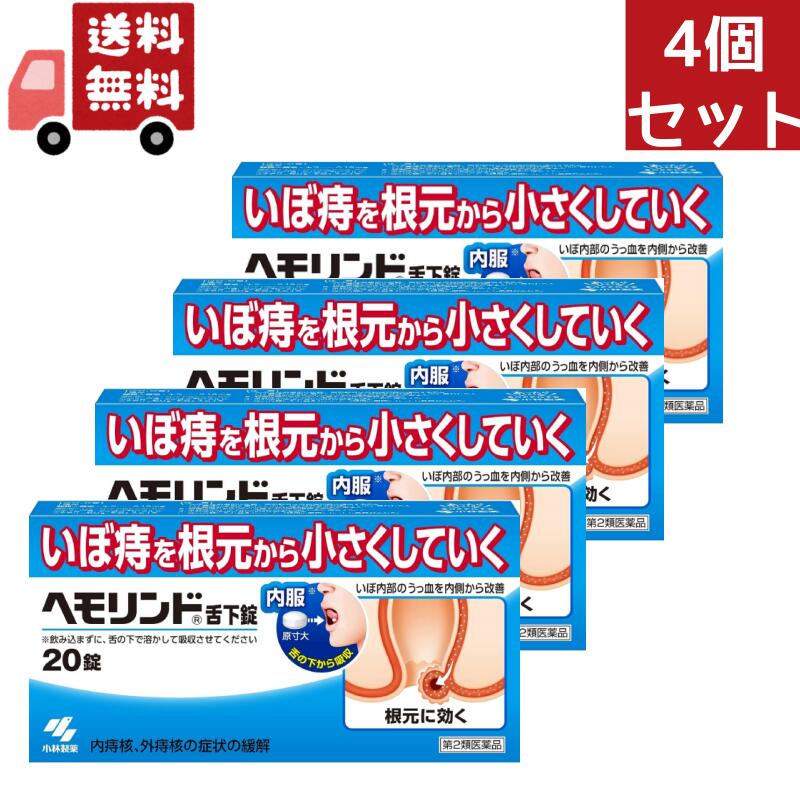 送料無料 4個セット 【第2類医薬品】《小林製薬》 ヘモリンド舌下錠 20錠 (いぼ痔用薬) 【代引不可】