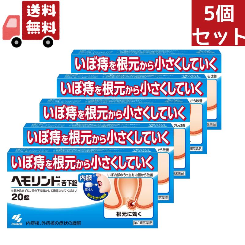 送料無料 5個セット 【第2類医薬品】《小林製薬》 ヘモリンド舌下錠 20錠 (いぼ痔用薬) 【代引不可】