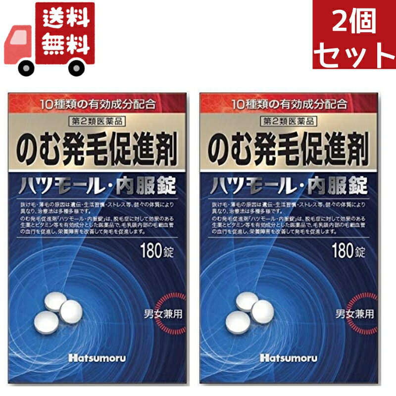 2個セット のむ発毛促進剤 ハツモール内服錠 180錠発毛剤 増毛 抜け毛予防 ストレスや自律神経障害による円形脱毛症 体質改善 飲む 生薬 ビタミン 増やす 生える