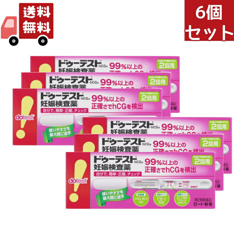 妊娠検査薬 早期送料無料　6個セット【第2類医薬品】ドゥーテスト・hCG 妊娠検査薬(2回用)【ドゥーテスト】 内容物がわからないよう梱包発送のサムネイル