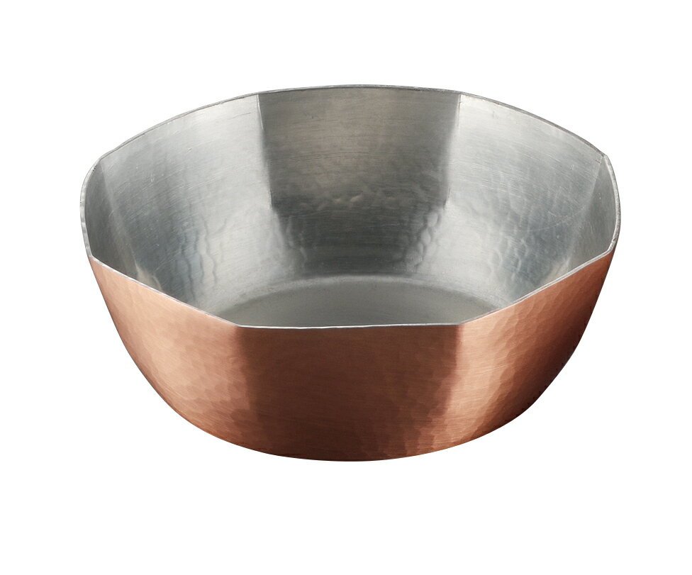 【伝統工芸品】ガス火用 銅製 一人用しゃぶしゃぶ鍋15cm 八角 槌目 鎚目 つちめ