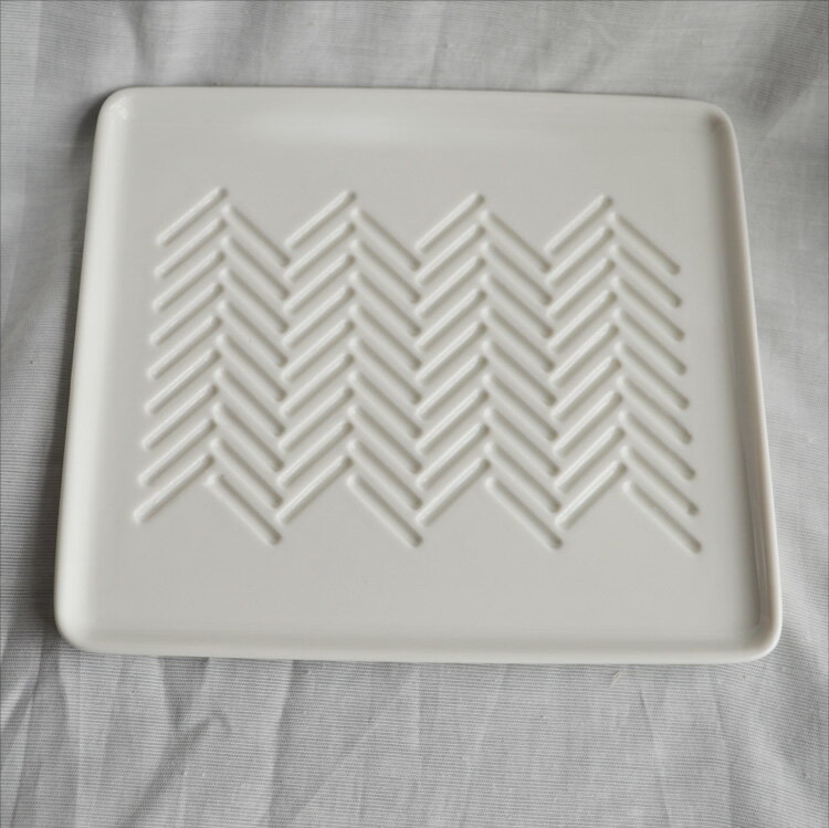 ヘリンボーンプレート 6枚セット W185mmxD165mm 角皿 お皿 ホワイト 長方形 食器 皿 おしゃれ 可愛い かわいい 陶磁器 磁器 シンプル 家庭用 業務用 食洗機対応 電子レンジ対応 レストラン ホテル カフェ TDI Aシリーズ A25393(3)