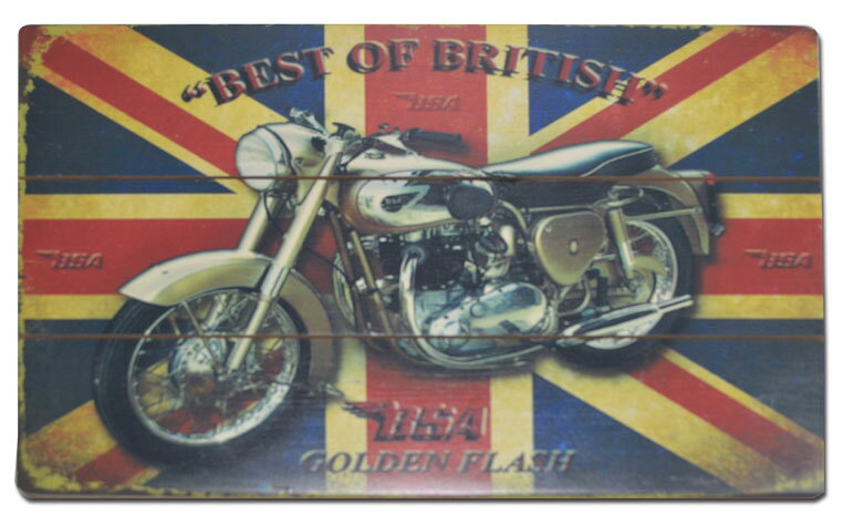 乐天商城 - 壁掛け木製アンティーク風 POP看板 BSA UNION JACK 40cmx30cm