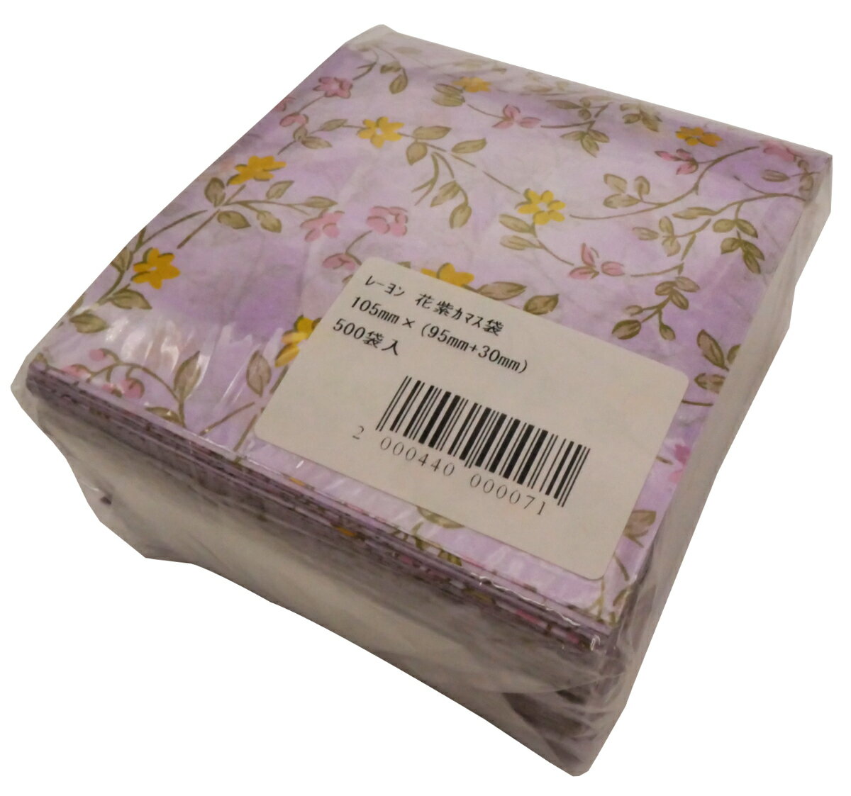乐天商城 - 三共商店ラミレーヨン　花紫カマス袋　105mm×(95mm+30mm ) 500枚入り 52849