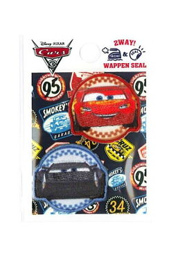 D01Y9535 キャラクターワッペン アップリケキャラクター【カーズ】マックィーンとストーム(小)2枚入りアイロンシール両用ワッペンデコシール 入園入学に♪