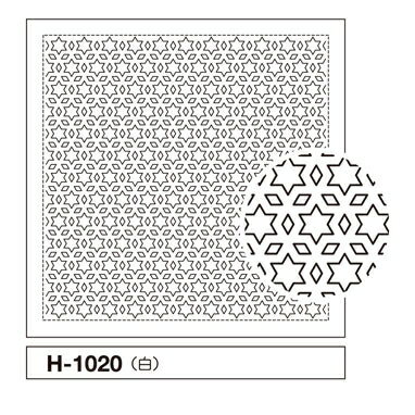 オリムパス刺し子 一目刺し 花ふきんパック星と三つ菱H-1020 （白）のサムネイル