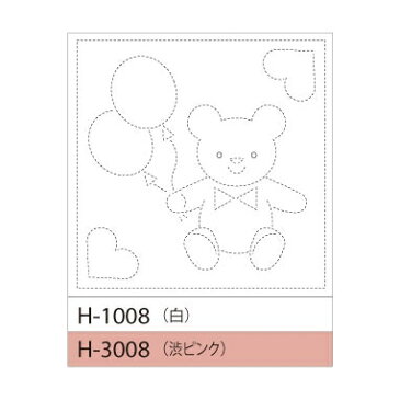 オリムパス刺し子　花ふきん くまH-1008　白