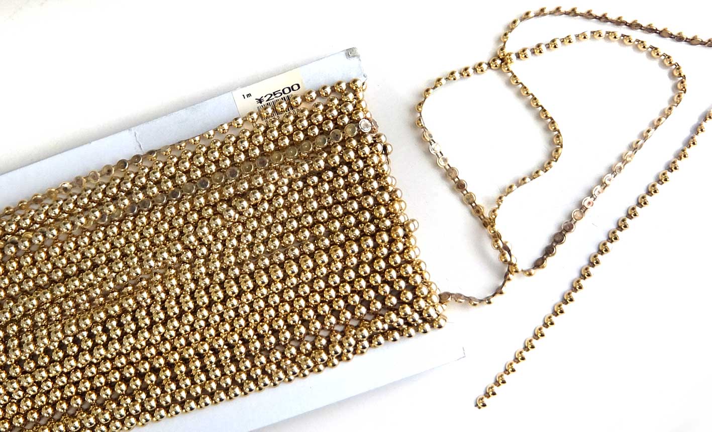 手芸用半円ビーズチェーンY30351ビーズ直径約6mm