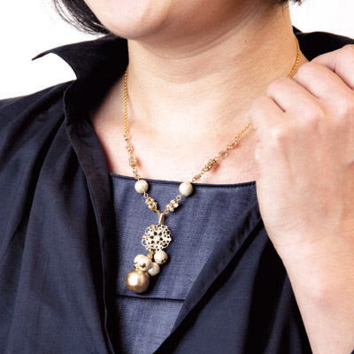 ミユキ　MIYUKIビーズアクセサリーキット片穴コットンパールのクロッソ・ネックレスBFK284