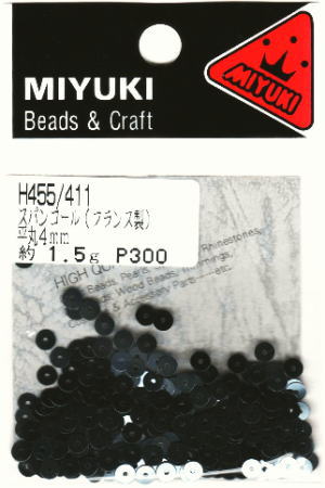 ミユキ　MIYUKIビーズアクセサリー高級スパンコール平丸　4mm商品番号H455/411