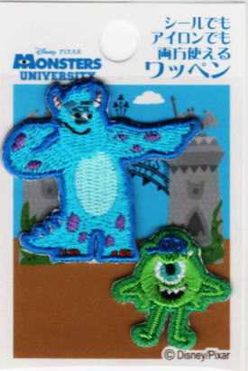 D01Y0352 キャラクターワッペン アップリケ 【ディズニー】モンスターズインク MU-サリーとマイク 小D01Y0352シール★アイロン両方使えるワッペン