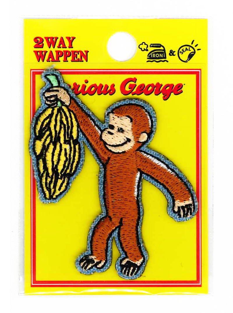 U01Y1895【おさるのジョージ】（バナナ　小)キャラクターワッペン アップリケ