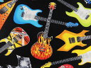 C4824 輸入 USAコットン 生地 布 タイムレストレジャーズ トスド エレクトリックギターズ C4824BLACK エレキギター Timeless Treasures Electric Guitars 商用利用可能