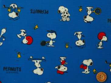 キャラクター ラミネート生地 布 PEANUTS スヌーピー SNムーブBLAブルー 758677 2020年 入園入学 商用利用不可