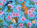 輸入 USAコットン 生地 布 森の洋服屋さん PWOB103花言葉シリーズ フリースピリットウサギ オオルリ ハリネズミ 動物柄 野鳥柄 花柄商用利用可能