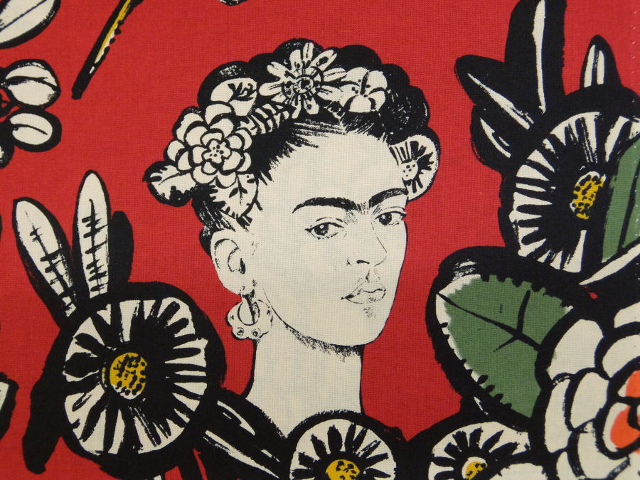 輸入 USAコットン 生地 布 カクタスフラワー 8359C Terracotta サボテンの花 フリーダ メキシコ 女性 画家 アレキサンダーヘンリー 商用利用可能
