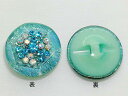 ビジューボタン ヘキサゴンデザイン 現品限り GR1010-73アクアマリン 直径15mm バラ売り ネコポス発送可能
