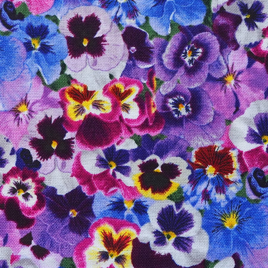 輸入 USAコットン 生地 布 ラブリー パンジーズ 561-purple 花柄 フラワー エリザベススタジオ 商用利用可能