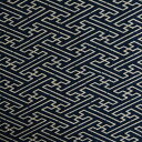 和柄 生地 布 藍染め調 ムラ糸 捺染プリント 紗綾形 さやがた KP7090−99A紺色 商用利用可能