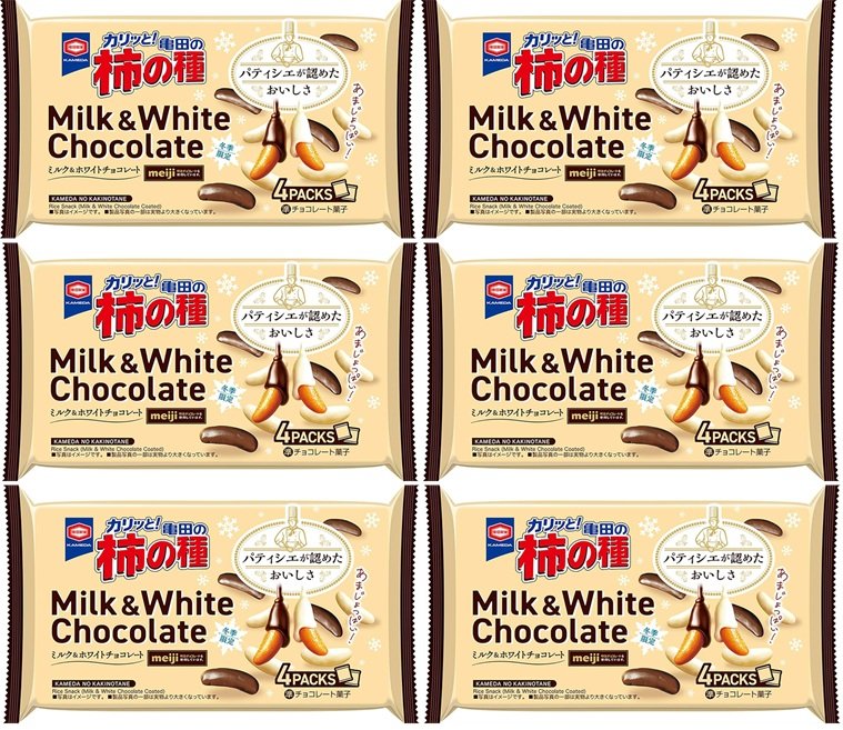 [期間限定品] 亀田の柿の種ミルク＆ホワイトチョコレート 70g(4袋入) ×6袋セット 柿ピー 柿の種 せんべ..