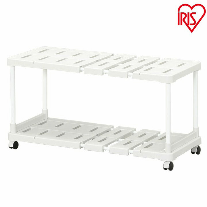 【2個セット】 押入れ収納 ラック キャスター付き 上下段 ワゴン 押し入れ収納 幅72-92 奥行37 高さ45 伸縮 収納棚 布団収納ラック すのこ形状 クローゼット 布団ラック 隙間収納 アイリスオーヤマ 整理棚 SOR-370W * [2512SE]