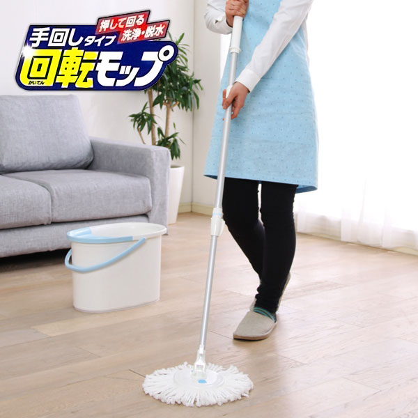 回転モップ手回しタイプ KMT-420 青 ほこり 髪の毛 お掃除用品 スピンモップ マイクロファイバー 清掃用品 アイリスオーヤマ k 回転モップのサムネイル