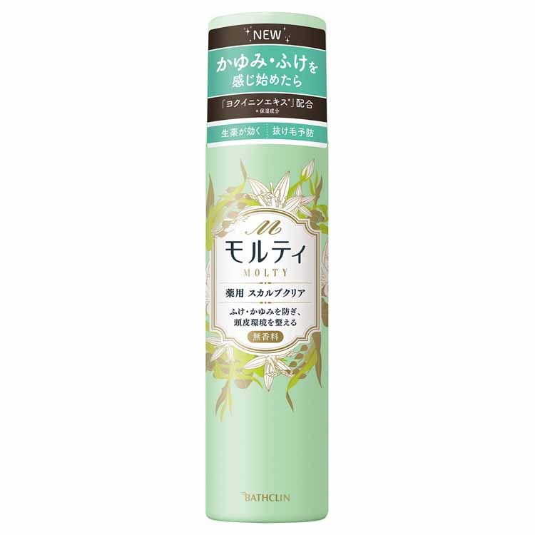 育毛剤 MOLTY 女性用 モルティ 薬用スカルプクリア 180g 頭皮ケア 生薬配合 ふけ かゆみ 抜け毛予防 無香料 スプレー 医薬部外品 バスクリン