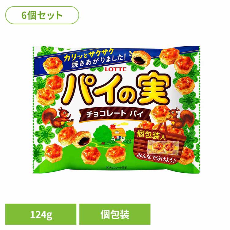【6個】パイの実シェアパック LOTTE チョコ菓子 シェアパック パイの実 64層 さくさく 生地 袋 個包装 パーティー ロッテ