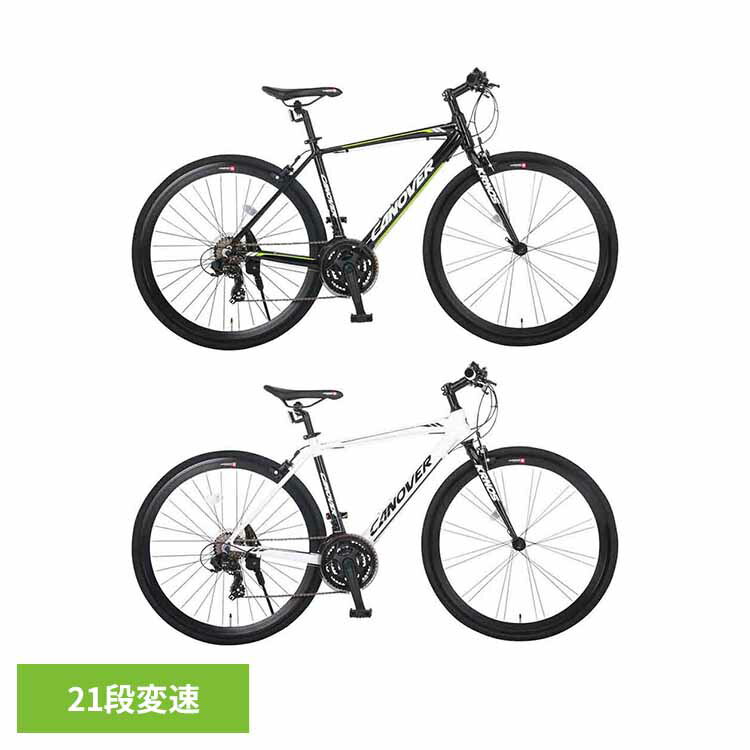 エアロチューブを用いた、CANOVERのクロスバイクシリーズのミドルクラスモデル。定番とも言えるスタイリッシュな車体デザインに、21段変速、前後にディープリムを装備し、街中で快適な走りを約束します。※こちらの商品はメーカー直送品の為、ご注文後のキャンセル・返品・変更は不可となります。　なお、日付指定は承っておりませんので予めご了承くださいませ。※こちらの商品はお取り寄せ商品のため、初期不良以外の返品・交換は承れませんので、あらかじめご了承ください。※製品は予告なく仕様を変更する場合がございます。あらかじめご了承ください。※当商品はお取り寄せ品の為、在庫の確認及び商品のお届けまでお時間を頂く場合がございます。　また、商品がメーカーにて完売となっていた場合、キャンセル又は注文内容の変更をお願いいたしております。　予めご了承くださいますようお願いいたします。 ≪こちらの商品は当社指定の運送会社で配送致します≫　大変申し訳ありませんが、【配達時間指定】【代金引換でのお支払】は出来ません。ご了承ください。【配送可能地域】茨城、栃木、東京(離島除く）、神奈川、千葉、埼玉、山梨、新潟（佐渡除く）、三重、愛知（離島除く）、大阪、岐阜、和歌山、奈良、滋賀（沖島除く）、京都、富山、香川、愛媛、徳島、高知、福岡●商品サイズ（cm）幅約171×奥行約57×高さ約95●商品重量約13kg●材質アルミ（検索用：自転車 クロスバイク 21段変速 4544507047381 4544507047374）最強翌日配送対象商品に関するご案内 最強翌日配送対象商品・対象地域に該当する場合は最強翌日配送マークがご注文カゴ近くに表示されます。 最強翌日配送可能なお支払方法は【クレジットカード、代金引換、全額ポイント支払い】のみとなります。 下記の場合は最強翌日配送対象外となります。 ・15点以上ご購入いただいた場合 ・時間指定がある場合 ・ご注文時備考欄にご記入がある場合 ・決済処理にお時間を頂戴する場合 ・郵便番号や住所に誤りがある場合 ・最強翌日配送対象外の商品とご一緒にご注文いただいた場合 ・お届け先住所文字数が40文字以上の場合