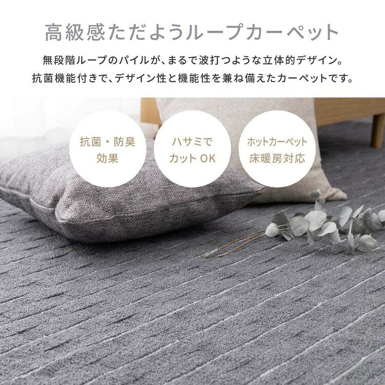 立体織の平織カーペット メテオ 江戸間8畳 600021080カーペット ラグマット 絨毯 江戸間 抗菌 防臭 ホットカーペット対応 リビング フローリング ベージュ グレー【TD】 【代引不可】 [3]