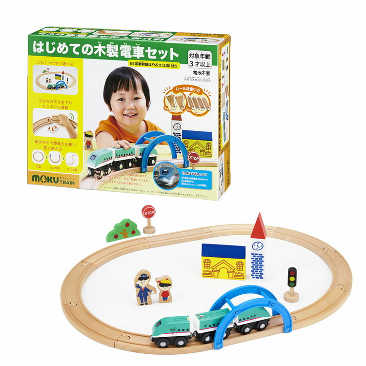 mokuTRAIN はじめての木製電車セット MOK-503mokuTRAIN モクトレイン 電車 鉄道 木製電車セット 木製玩具 知育玩具 木製電車 木製レール （株）ポポンデッタ