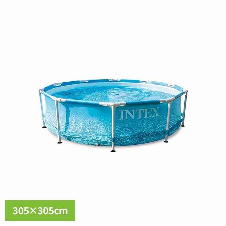 パーツを組み立て水を入れるだけの簡単大型プールです。別売りのフィルターポンプ接続可能。●商品サイズ（cm）幅約305×奥行約305×高さ約76●商品重量約17kg●水量目安約4485リットル（検索用：INTEX プール 大型 家庭用 AGP フレーム式 組み立て 丸形 6941057420578）最強翌日配送対象商品に関するご案内 最強翌日配送対象商品・対象地域に該当する場合は最強翌日配送マークがご注文カゴ近くに表示されます。 最強翌日配送可能なお支払方法は【クレジットカード、代金引換、全額ポイント支払い】のみとなります。 下記の場合は最強翌日配送対象外となります。 ・15点以上ご購入いただいた場合 ・時間指定がある場合 ・ご注文時備考欄にご記入がある場合 ・決済処理にお時間を頂戴する場合 ・郵便番号や住所に誤りがある場合 ・最強翌日配送対象外の商品とご一緒にご注文いただいた場合 ・お届け先住所文字数が40文字以上の場合＼当店イチオシ！／ チャイルドシート ハンディファン 滑り台