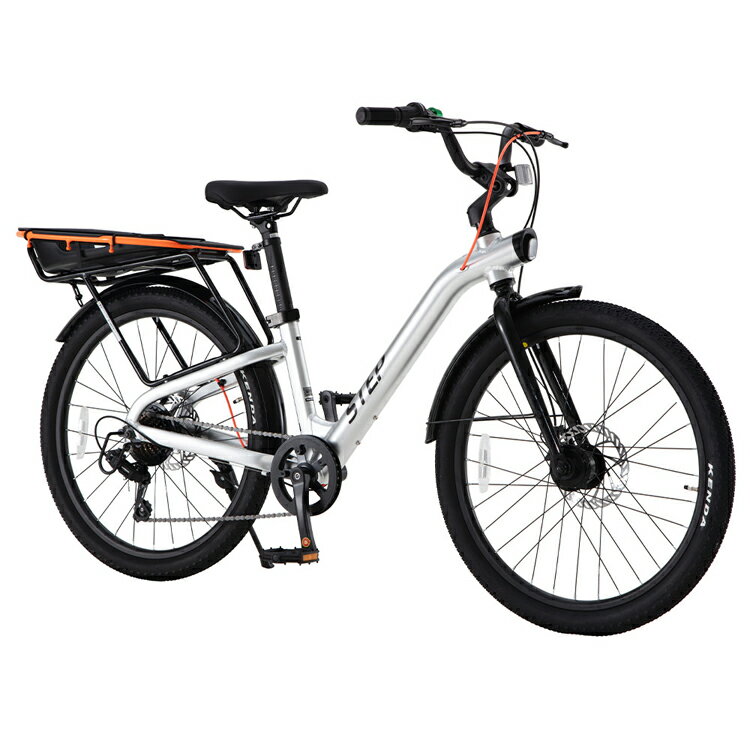 【完成車】チャーリーワン・STEP 子供用自転車シルバー STEP247HD自転車 ジュニアサイクル 子供用 24インチ シルバー 大人まで デュアルジョイントアジャスタブルステム アルミ 常時点灯ライト 外装7段変速 【TD】 【代引不可】 2